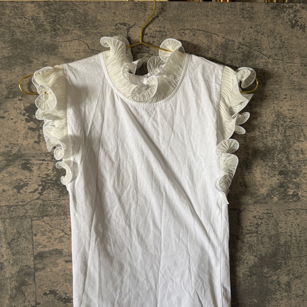 Sandro Cream Ruffled Blouse